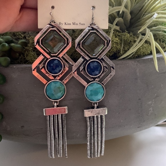 NWT Mia bohemian stone metal dangle earrings - Picture 4 of 4